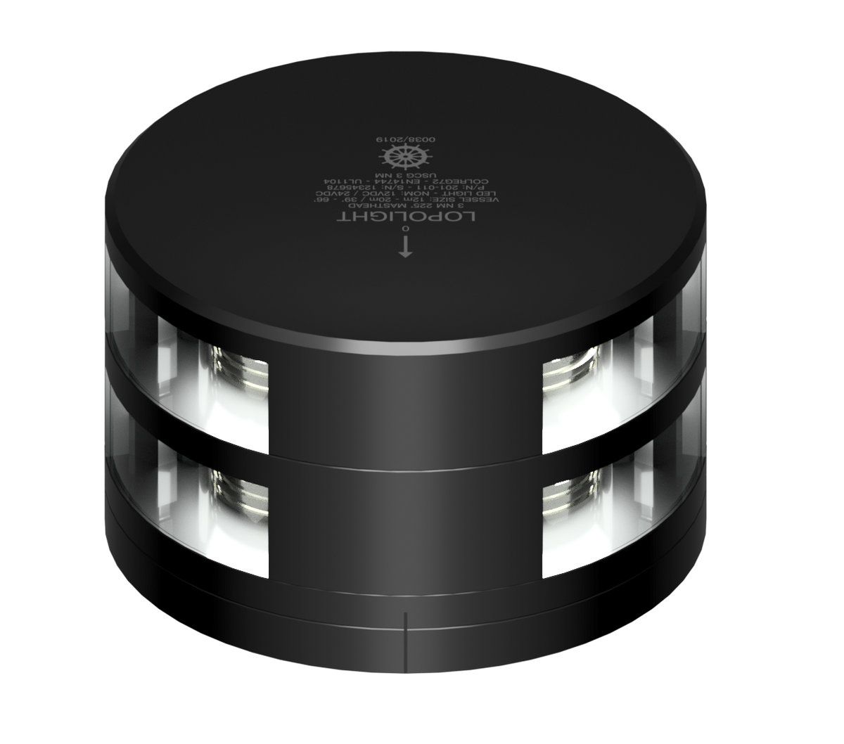 Lopolight NL201-011KLST-FB-B 3nm Masthead, Double, Black Anodized with FB Base