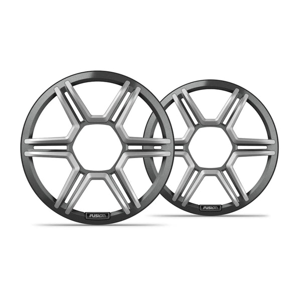Fusion Apollo 010-13291-00 7.7in sports grey speaker grilles, pair of six-spoke hex grilles with Fusion badge