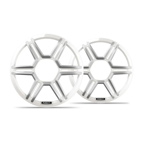 Fusion Apollo 010-13291-01 7.7in sports white speaker grilles, pair of six-spoke hex grilles with Fusion badge