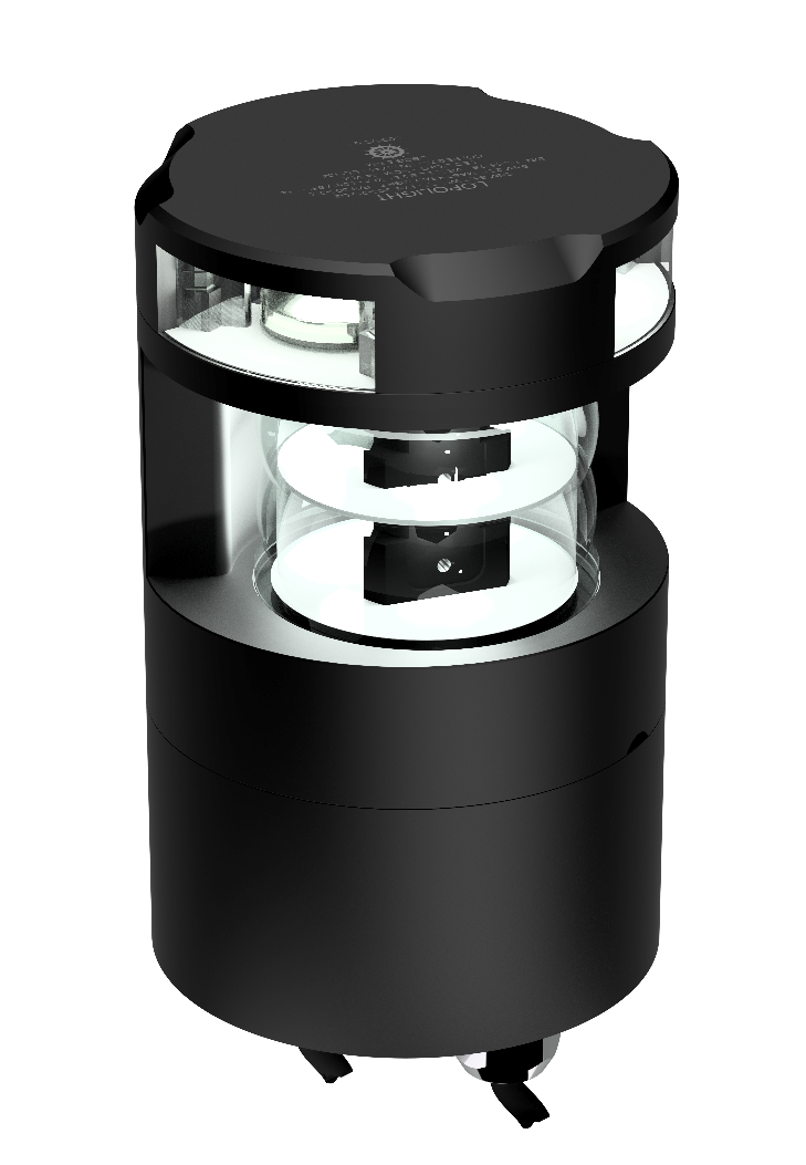 Lopolight NL300-038+200-012G2-B 225° Masthead Double Light with Single Anchor, CD, Alu Base, Blackanchor Light