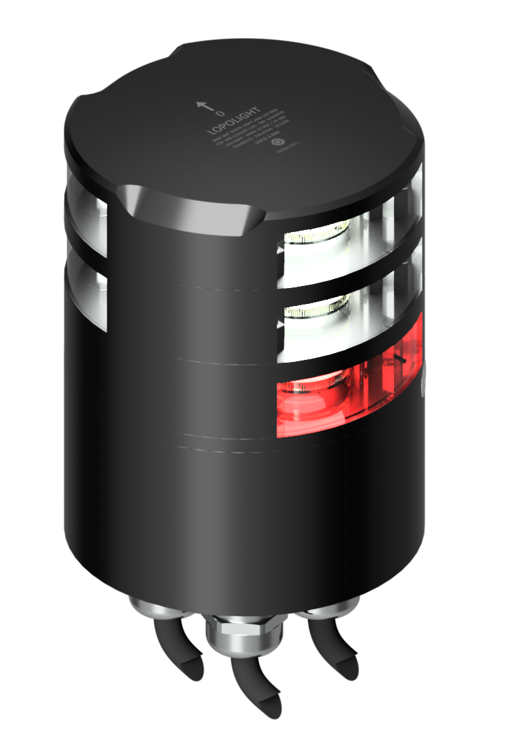 Lopolight NL300-112G2ST+141-B-CD 3nm 360° White, Double +3nm 135° Red Suez Stop, Black