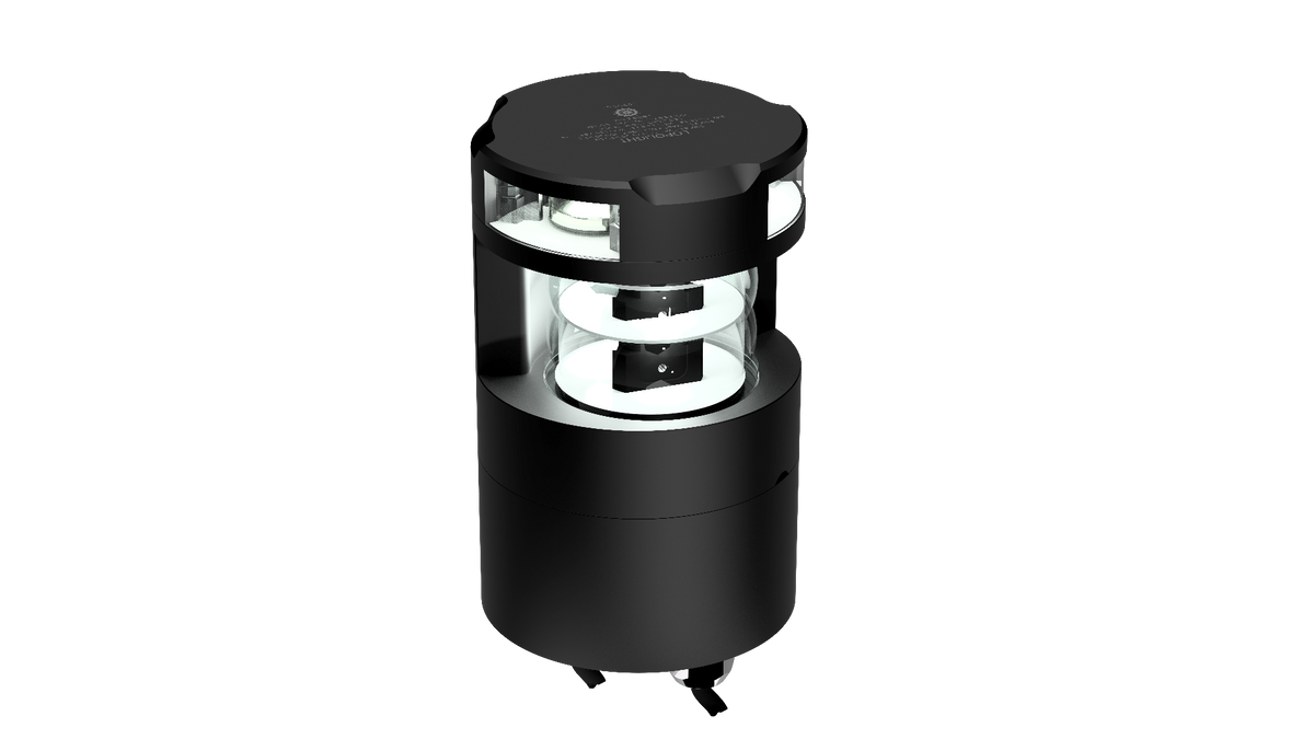 Lopolight NL300-138+300-112G2-B 225° Masthead Double Light with Single Anchor, CD Alu Base, Black, Anchor Light