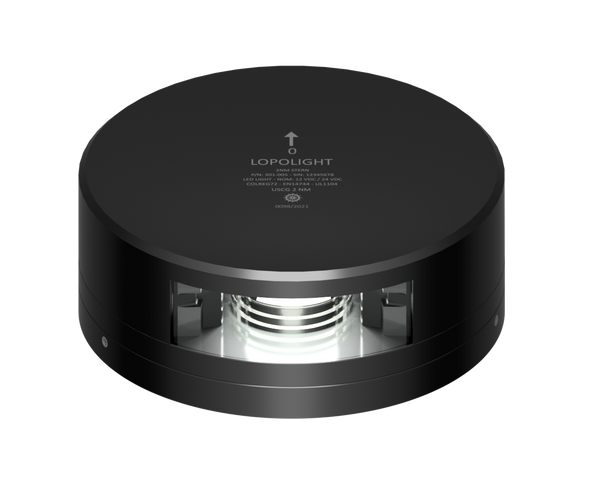 Lopolight NL301-005-FB-B black 135° stern light with FB base, white LED lit in the lens opening