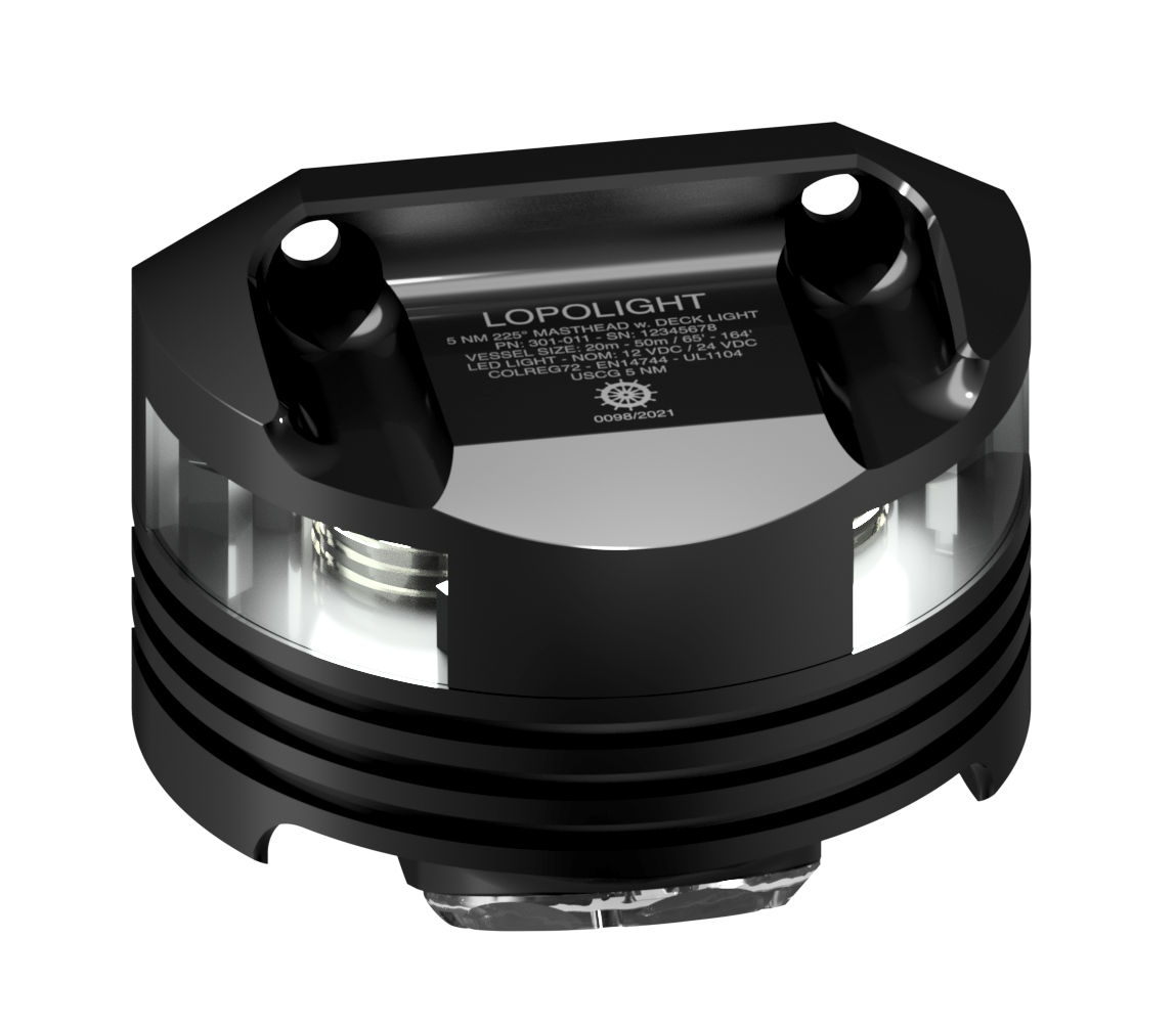 Lopolight NL201-010DLXI-B 15M 2nm Masthead + 6W Decklight, Black