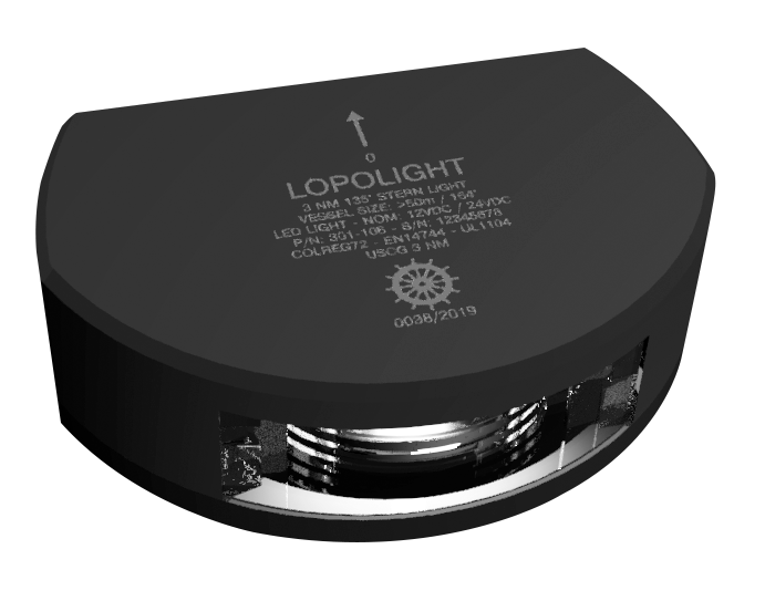 Lopolight NL301-106-B 3nm 135° Stern Light, Black with 2.5m Cable