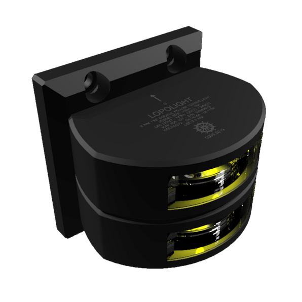 Lopolight NL301-107ST-B black anodised double amber towing light on mounting plate, angled view of two lenses