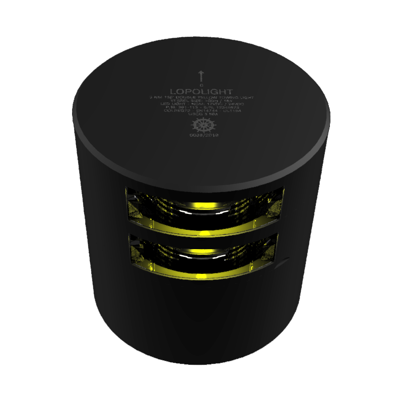 Lopolight NL301-113ST-B 3nm 135° Yellow Towing Light, Double, CD/CS Alu Base, Black