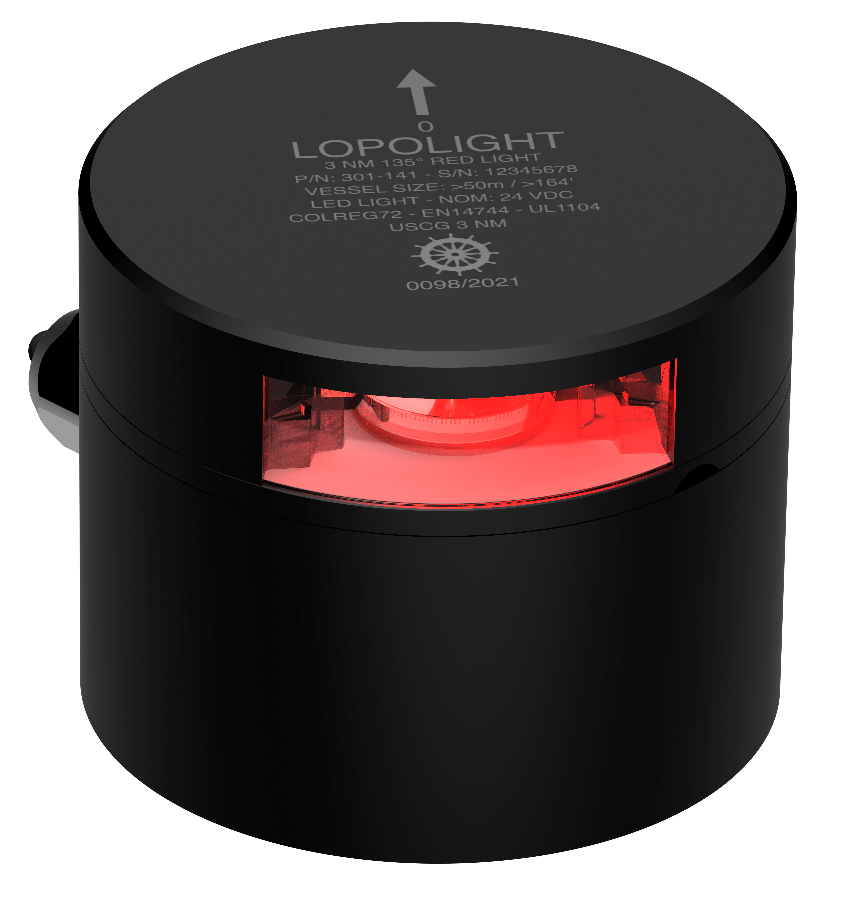 Lopolight NL301-141-B 3nm 135° Red Suez Stop Light, CD/CS Alu Base, Black