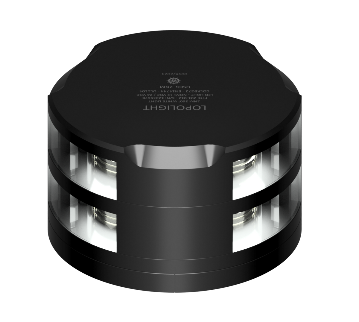 Lopolight NL201-012ST-FB-B 2nm 360° White, Double, Black Anodized with FB Base