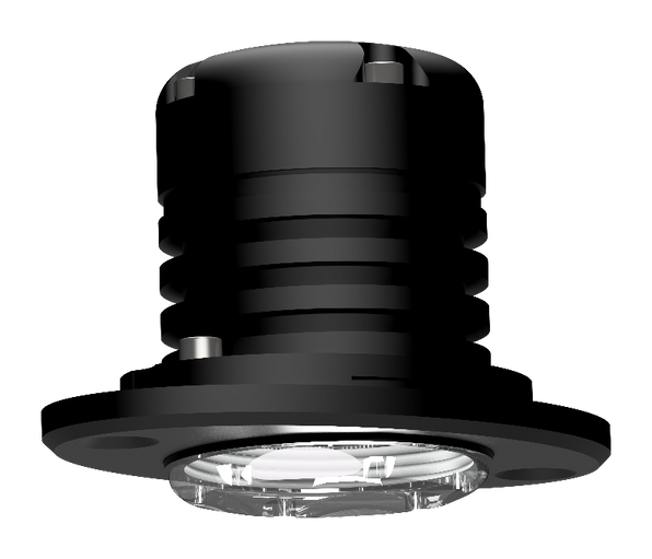 Lopolight NL400-083-36-B 6W 36° spreader light in black, ribbed body with wide base flange and clear lens
