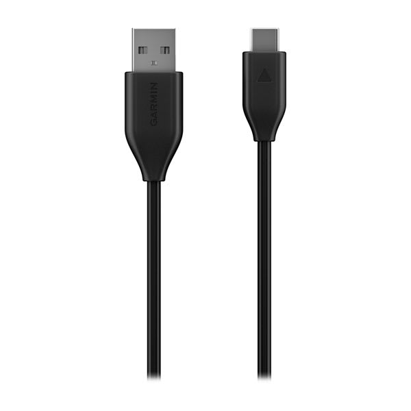 Garmin USB cable 010-13227-00, black lead with a Type A plug and a Type C plug shown side by side