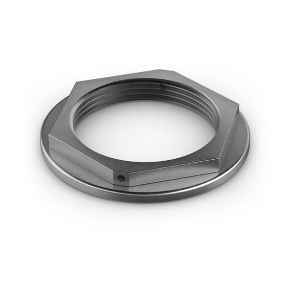Garmin stainless steel transducer jam nut 010-13348-00 for the GT17M-THF transducer, hexagonal nut shown