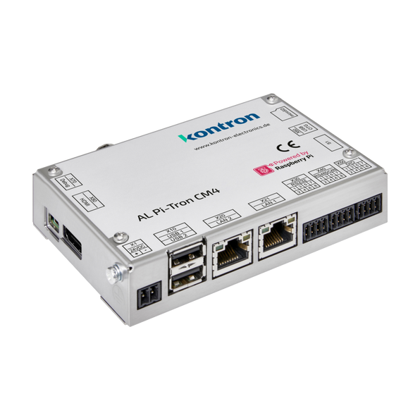 Lopolight NL500-140G2 Kontron AL Pi-Tron CM4 mimic server, front with ethernet ports, USB and terminals