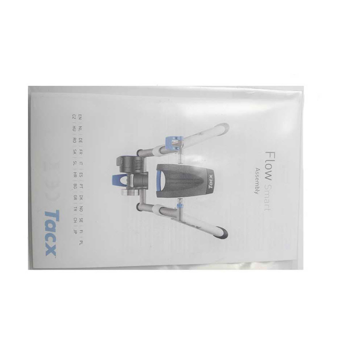 Tacx Flow Smart manual set S2240.02, printed booklet in a clear sleeve with the trainer picture on the cover