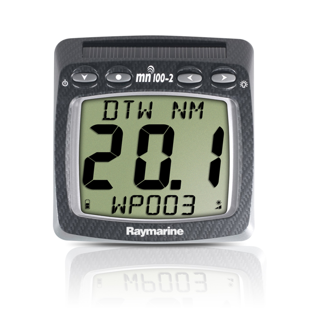 Raymarine T110-916 Micronet wireless multi digital display, close front view showing distance to waypoint readings