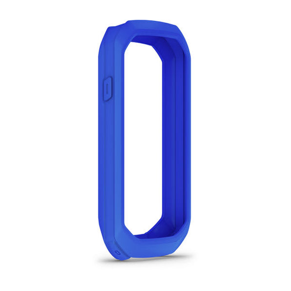 Garmin Edge 1050 blue silicone case 010-13360-02, front view of the case frame shown on white