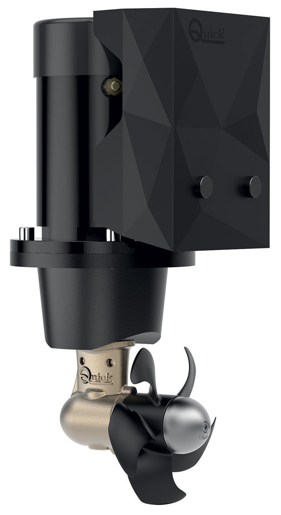 Quick FGBT14040120TP0 BTQ140-40 stern thruster 40kgf 12V protection case, black motor on a bracket above propeller