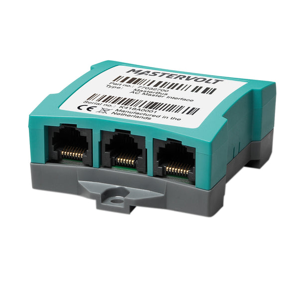 Mastervolt MasterBus AC Master Interface 77032700, teal and grey module showing three RJ45 MasterBus ports and label