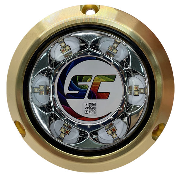 Shadow-Caster SC3-GW-BZSM SC3 series bronze underwater light, Great White, round bronze housing, chrome LED cups, SC logo