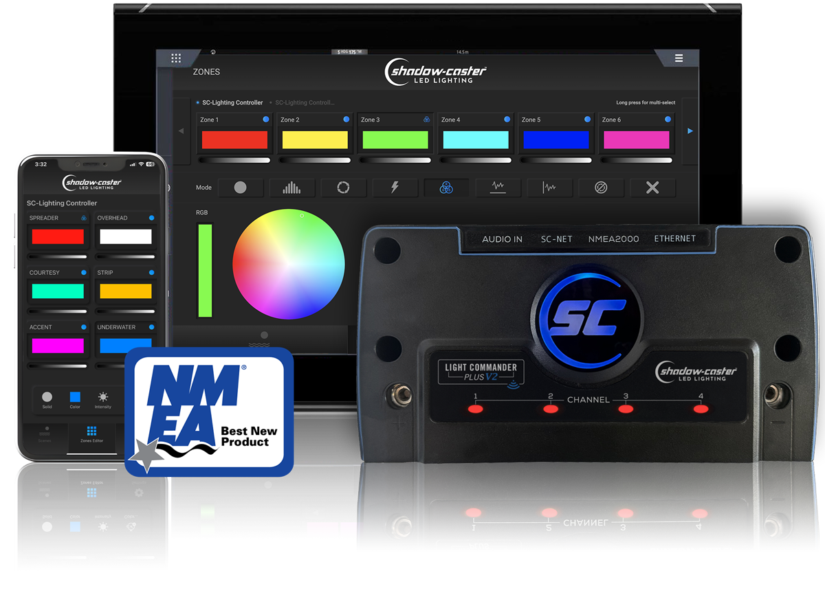 Shadow-Caster SCM-LC-N2K-PLUS-V2 Multi-zone Lighting Controller for NMEA 2000 & Ethernet connectivity with integrated HTML interface and WiFi & Bluetooth for smartphone/app control