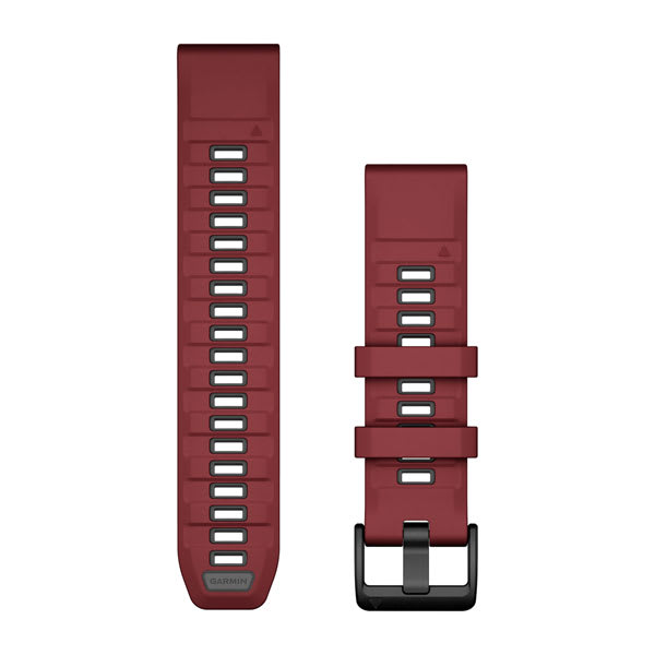 Garmin QuickFit 22 watch bands 010-13392-06 in Marsala and Graphite silicone, both band halves shown