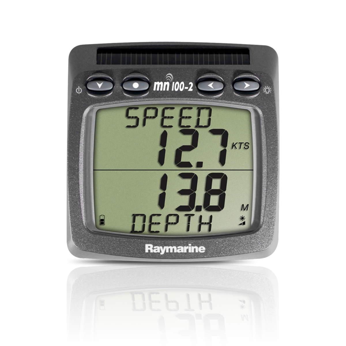 Raymarine T111-916 wireless dual digital display, front view showing speed and depth readings