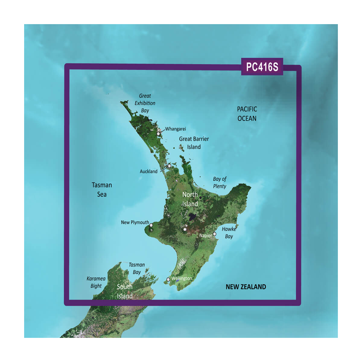 Garmin BlueChart g3 microSD card 010-C0874-20, coverage map of the North Island of New Zealand