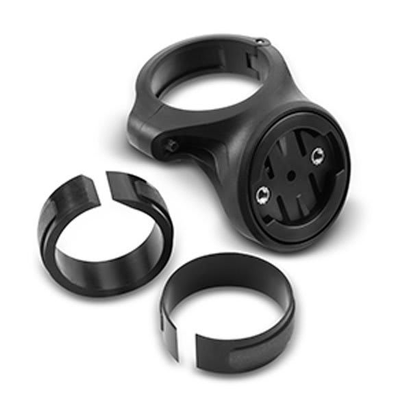 Garmin Varia seat-post quarter turn mount 010-10644-11, black mount with two clamp rings shown separately