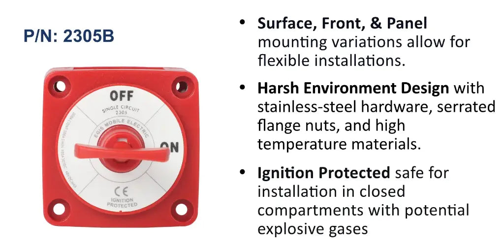 EGIS 2305 m-Series 300A Battery Switch, Key Actuator