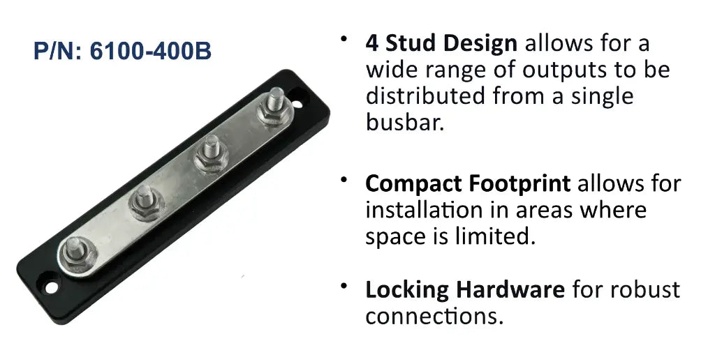 EGIS 6100-400 100A MiniBus Busbar, Four Studs