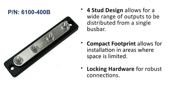 EGIS 6100-400 100A MiniBus Busbar, Four Studs