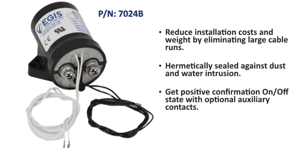 EGIS 100A Sealed Contactor with Auxiliary Contacts 12V, Side Mount