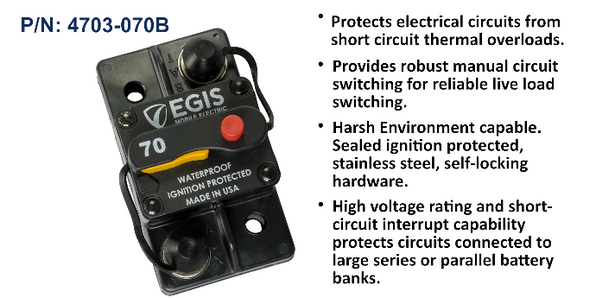 EGIS 85 Series 70A Circuit Breaker, Surface Mount (Bulk Pack)