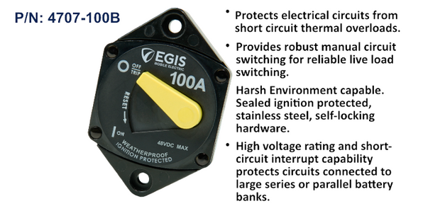 EGIS 87 Series 100A Circuit Breaker, Panel Mount