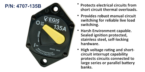 EGIS 87 Series 135A Circuit Breaker, Panel Mount