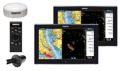 Simrad NSO evo2 Glass Bridge Dual 16 Inch Monitor Bundle, No Charts