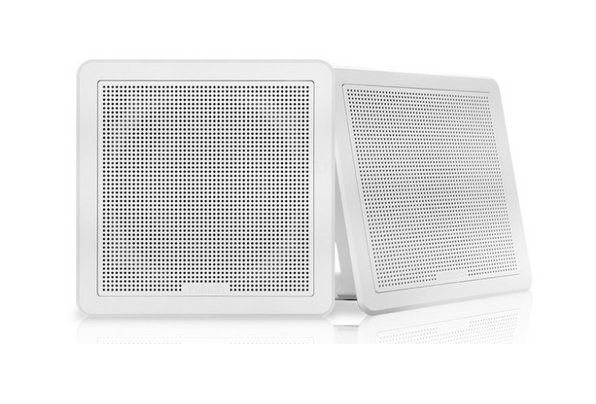 Fusion 010-02299-10 6.5in flush mount square white speakers 30w RMS, pair of white mesh grilles