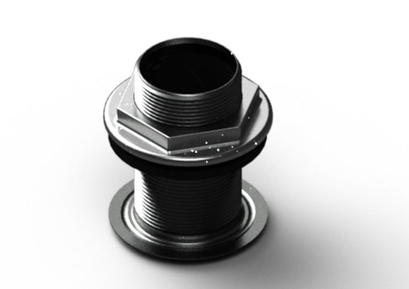 Navico 000-11669-001 ForwardScan sleeve and plug, black threaded through-hull sleeve with a hex nut and washer