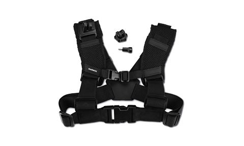 Garmin VIRB 010-11921-10 shoulder harness mount, black chest and shoulder straps with camera mount pieces