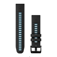 Quickfit 22 mm Watch bands, Black/Cirrus Blue Silicone