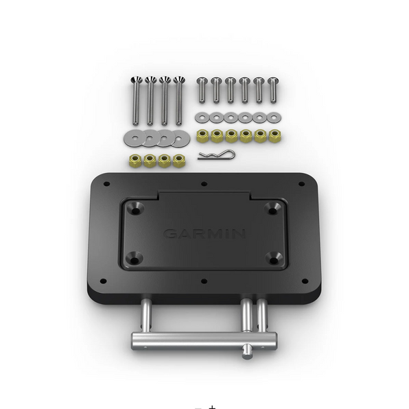 Garmin 010-12832-60 quick release plate system in black: black plate with steel pins, screws, nuts and washers