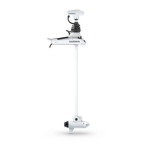 Garmin Force Kraken 010-02574-00 white 63 inch trolling motor, full-length view of shaft and motor head