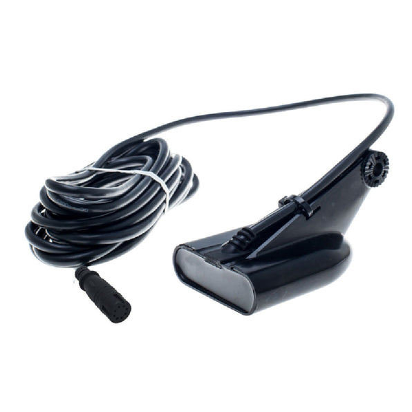 Lowrance 000-15639-001 Hook2 and Reveal 50/200 HDI transducer, black skimmer transducer with a long coiled cable