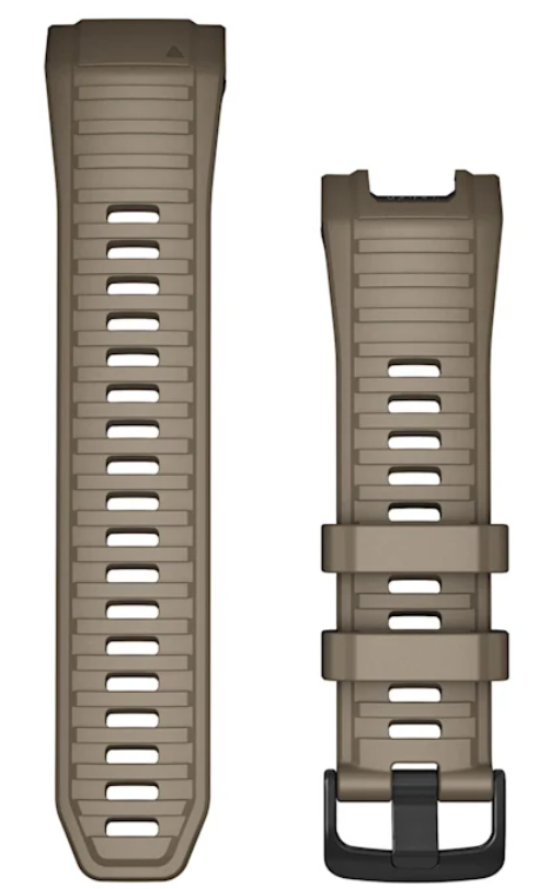 Garmin 010-13295-02 26 mm watch bands in coyote tan silicone with black buckle, strap pair