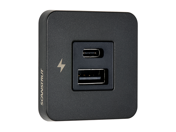 Scanstrut TILE USB-A / USB-C Interior Charging Socket 12/24V - Black Bezel