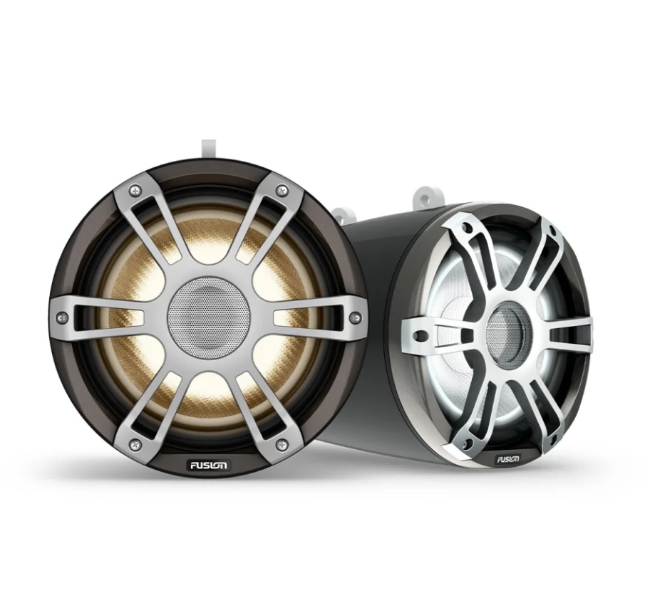 Fusion® Signature Series 3i Marine Wake Tower Speakers, 8.8 330-watt CRGBW Sports Grey Wake Tower Speakers (Pair)