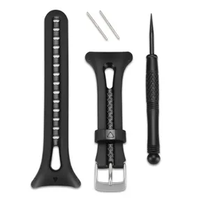Garmin 010-12104-02 bike cadence sensor bands, black strap with silver buckle, spring bars and screwdriver