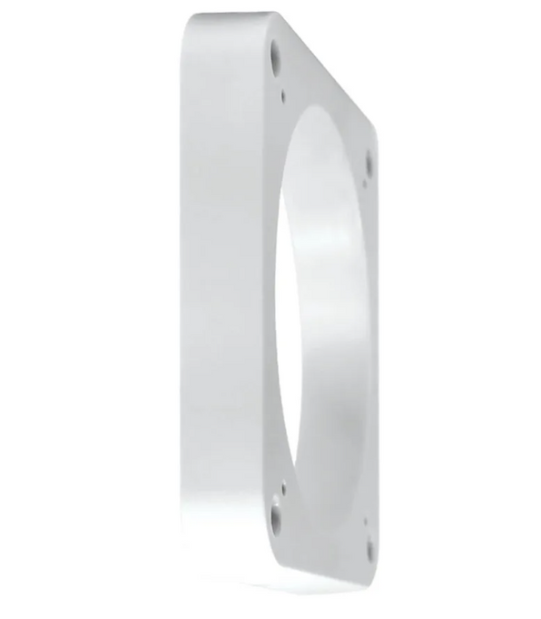 Fusion 010-12937-00 shallow mount speaker spacer in white, white wedge frame with large round opening