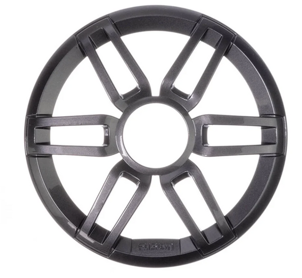 Fusion 010-12879-10 7.7in XS sports grille in grey, front view of six-spoke grille