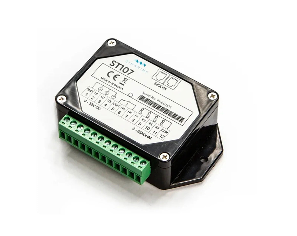 Simarine ST107 tank level and voltage module with green screw terminal inputs